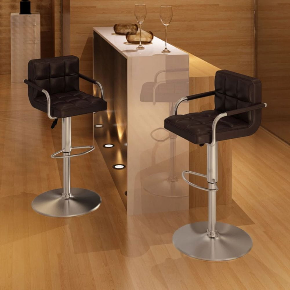 Vidaxl Barové stoličky 2 ks, hnedé, umelá koža
